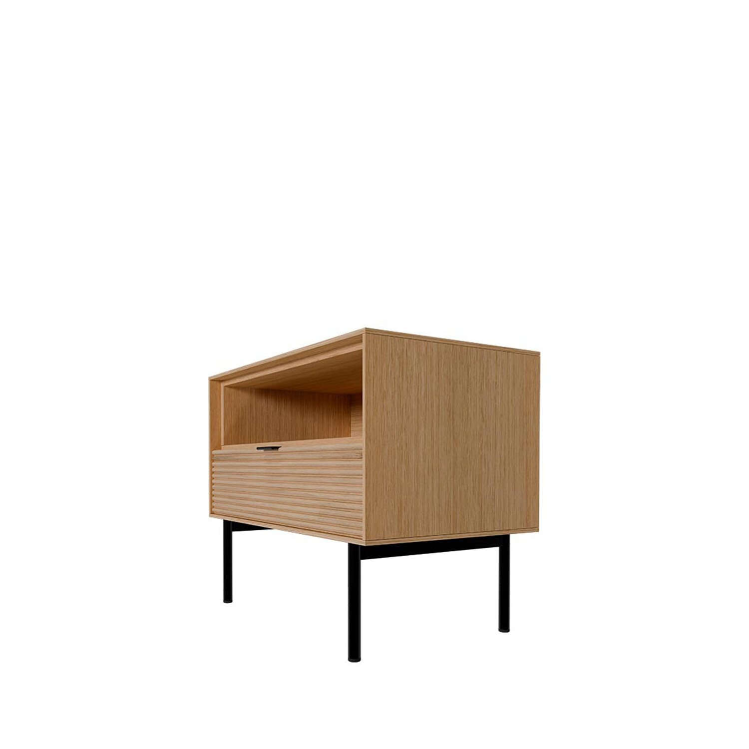 Mesita baja 60 TULSA roble pata metal (1 cajón + 1 hueco) - Image 2