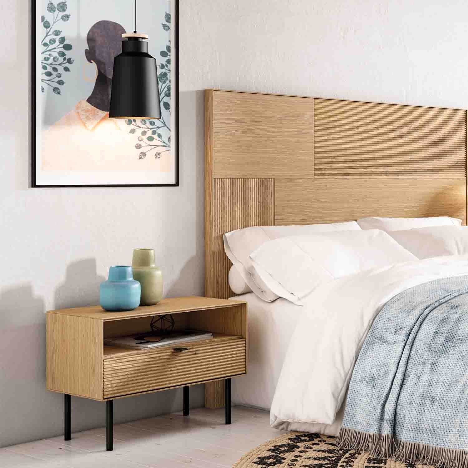 Mesita baja 60 TULSA roble pata metal (1 cajón + 1 hueco) - Image 5