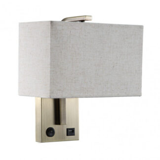 Aplique 1xe27 Y Puerto Usb Agatha Cuero/Pant.beis 27x25x15cm Con Interruptor