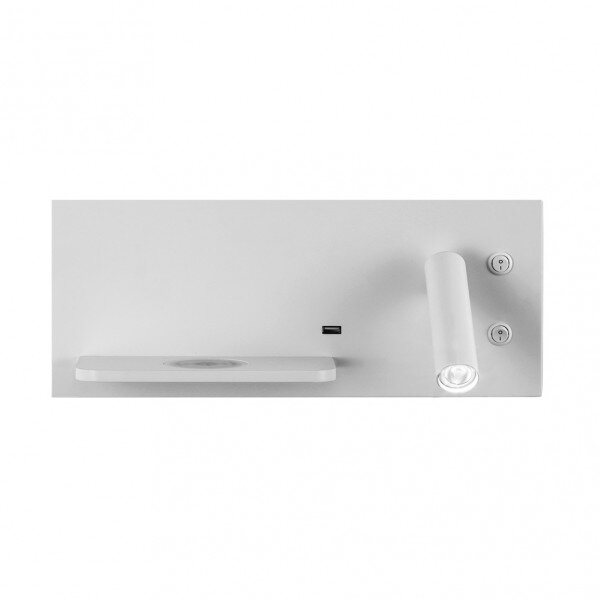 Aplique 2+8w 4000k Velazquez Dcho Blanco Usb+qi 130lm Doble Encendido 14x35x14 Cm