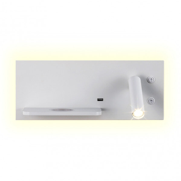 Aplique 2+8w 4000k Velazquez Dcho Blanco Usb+qi 130lm Doble Encendido 14x35x14 Cm - Image 2