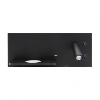 Aplique 2+8w 4000k Velazquez Dcho Negro Usb+qi 130lm Doble Encendido 14x35x14 Cm