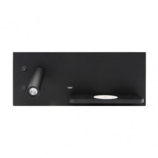 Aplique 2+8w 4000k Velazquez Izqdo Negro Usb+qi 130lm Doble Encendido 14x35x14 Cm