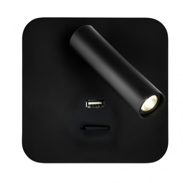 Aplique 3w 4000k Giotto Cuadrado Negro Puerto Usb 150lm C/interruptor 14x14x12cm Orientb - Image 2