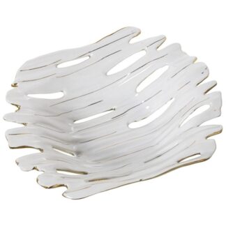 Centro Cerámica Blanco/dorado 30x25x8cm