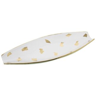 Centro Cerámica Blanco/dorado 45x16x6cm