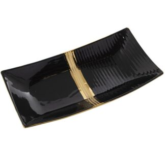 Centro Cerámica Rect.negro/oro 40x20x8cm
