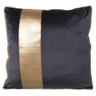Cojin 45x45 Terciopelo Gris Osc. Franja Dorada C/cremallera 5x45cm