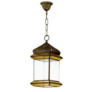 Colgante 4 Caras 1xe27 Ambarina Cuero/ambar Regx18x18 Cm