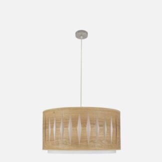 Colgante Alexandra 2xe27 Niquel/madera Clara Regx50x50 cm