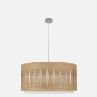 Colgante Alexandra 3xe27 Niquel/Madera Clara Regx60x60 cm