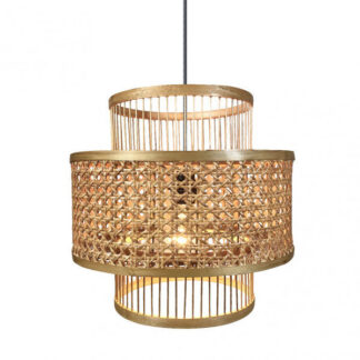 Colgante Bambu/ Rattan 1xe27 Bromelia Regx36x36 Cm