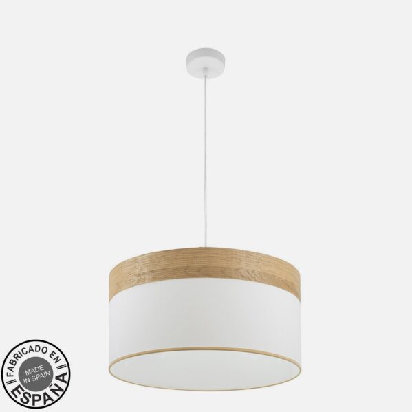 Colgante Cloe 2xE27 Blanco/blanca-madera Clara Regx50x50 cm