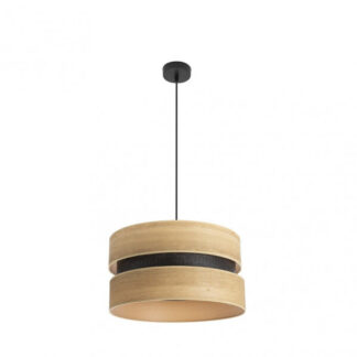 Colgante Colet 1xe27 Negro/madera Clara Regx40x40 Cm