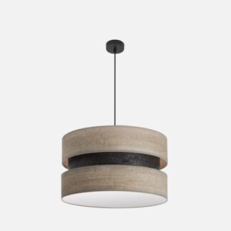 Colgante Colet 2xe27 Negro/madera Gris Regx50x50 Cm