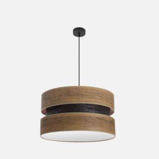Colgante Colet 2xe27 Negro/madera Oscura Regx50x50 Cm