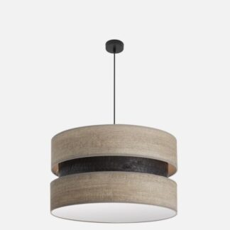 Colgante Colet 3xe27 Negro/madera Gris Regx60x60 Cm