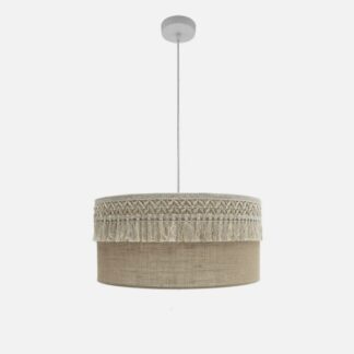 Colgante Ekaterina 2xe27 Blanco/saco Regx50x50 Cm Con Pasamaneria