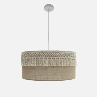 Colgante Ekaterina 3xe27 Blanco/saco Regx60x60 Cm Con Pasamaneria