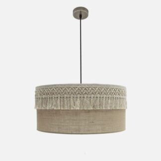 Colgante Ekaterina 3xe27 Cuero/saco Regx60x60 Cm Con Pasamaneria
