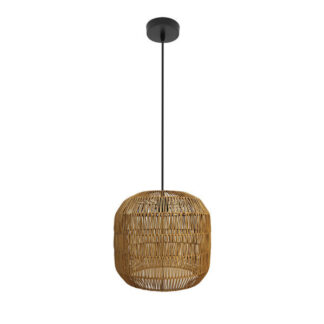 Colgante Fabio 1xe27 Negro/natural Regx28x28cm C/metal Y Rattan
