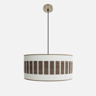 Colgante Ivanna 2xe27 Cuero/blanco-madera Oscura Regx50x50 Cm