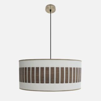 Colgante Ivanna 3xe27 Cuero/blanco-madera Oscura Regx60x60 Cm