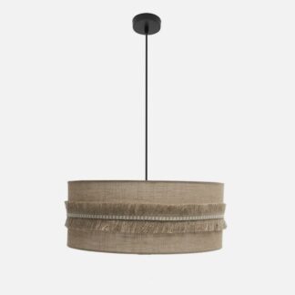 Colgante Kala 3xe27 Negro/saco Regx60x60 Cm Con Flecos