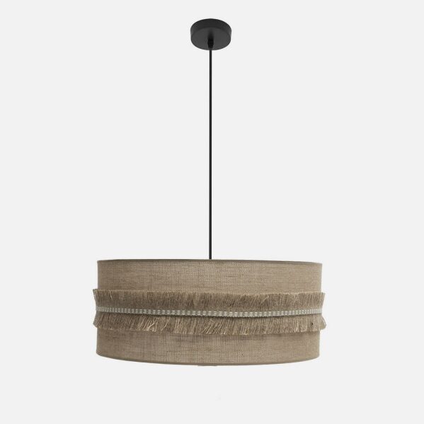 Colgante Kala 3xe27 Negro/saco Regx60x60 Cm Con Flecos