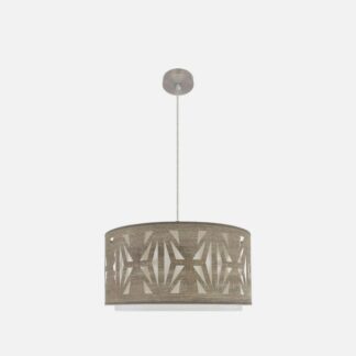 Colgante Katerina 2xe27 Niquel/madera Gris Regx50x50 cm