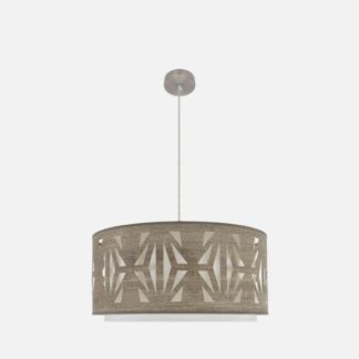 Colgante Katerina 3xe27 Niquel/madera Gris Regx60x60 cm