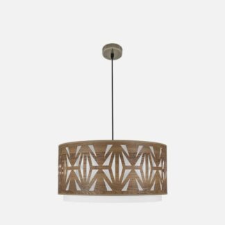 Colgante Katerina 3xe27Cuero/madera Oscura Regx60x60 cm