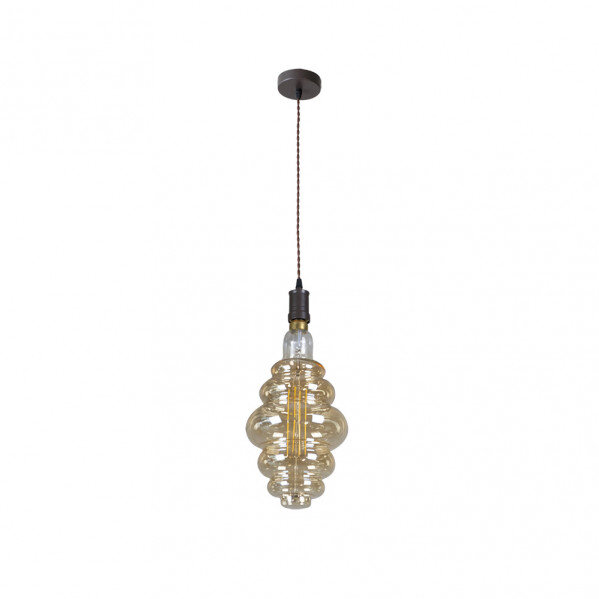 Colgante Loreto 1xe27 Marron/ambar Bombilla Incluida 8w 3000k 620lm Regx20x20 Cm
