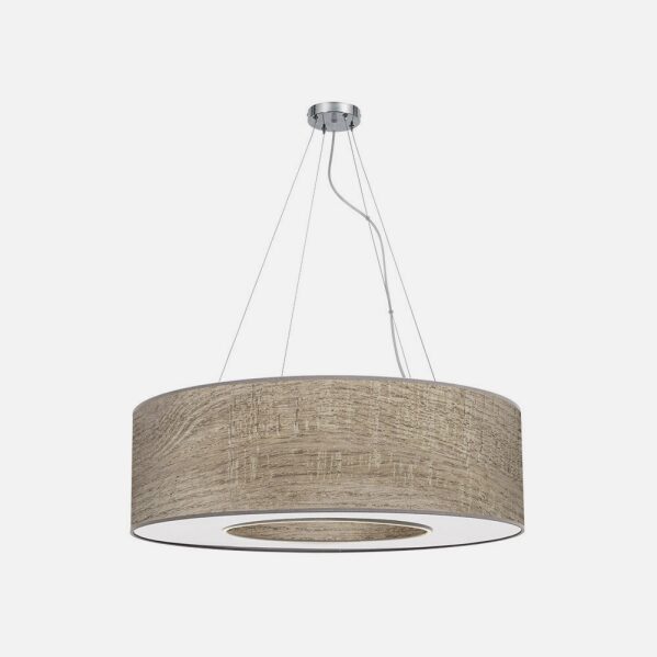 Colgante Mediano Haiti 4xe27 Cromo/Madera Gris Regx65x65 Cm