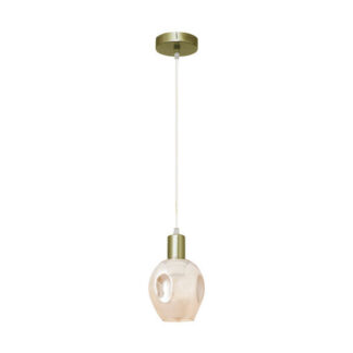 Colgante Meteoro 1xe27 Cuero/ambar Regx14 3 Oquedades