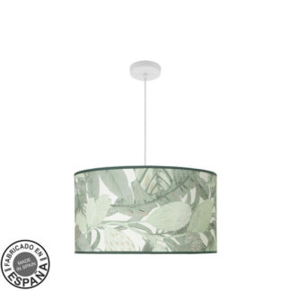 Colgante Moda 3xe27 Blanco/hoja Verde Regx50x50cm C/difusor