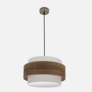 Colgante Myriam 2xe27 Cuero/Madera Oscura Regx50x50 Cm