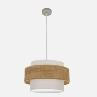 Colgante Myriam 2xe27 Níquel/madera Clara Regx50x50 Cm