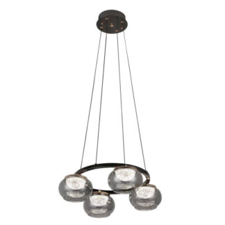 Colgante Pompeya 4l Neg 28w 3000-4000-6000k C/remoto Y Reg.intensidad 2520lm Regx48x48 Cm