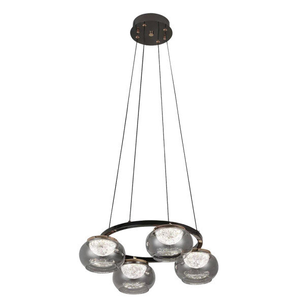 Colgante Pompeya 4l Neg 28w 3000-4000-6000k C/remoto Y Reg.intensidad 2520lm Regx48x48 Cm