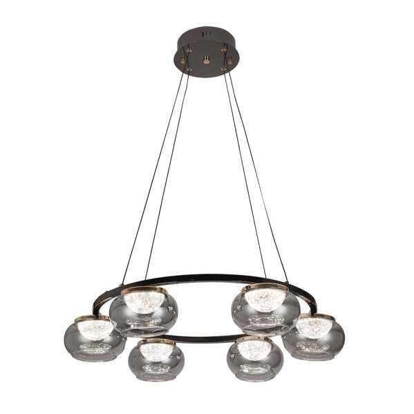 Colgante Pompeya 6l Negro 42w 3000-4000-6000k C/remoto Y Reg.intensidad 3780lm Regx67x67 Cm