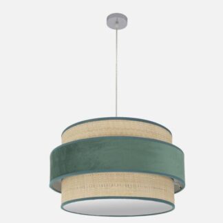 Colgante Reyes 3xe27 Cromo/natural-verde Regx60x60 Cm