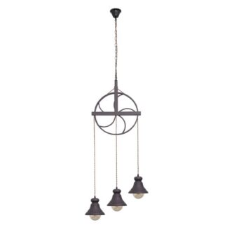 Colgante Rustico Rueca 3xe27 Marron