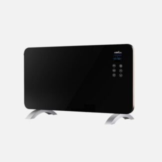 Emisor Termico Cristal Himalaya 1500w Negro 2pot encias Xaluminio,remoto,temporizador,ip24 38x76x6,86 Cm