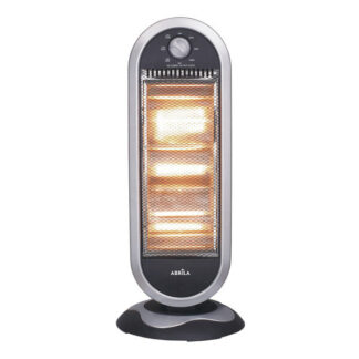Estufa Elect.candente 1200w  Negro/plata 3potencias Oscilante 3elememtos Asa Y Antivuelco 70x30x30cm