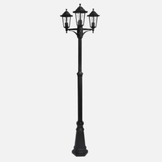 Farola Exterior Aluminio Auriga 3xe27 Negro Ip44 220x62x62 Cm  Regulable En Altura