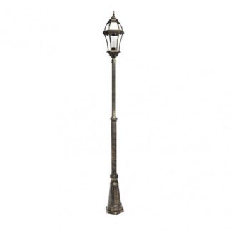 Farola Exterior Aluminio Becrux 1xe27 Neg/oro Ip44 234x25x25 Cm Regulable En Altura
