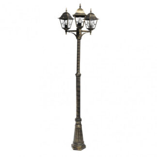 Farola Exterior Aluminio Bootes 3xe27 Neg/oro Ip44 228x62x62 Cm