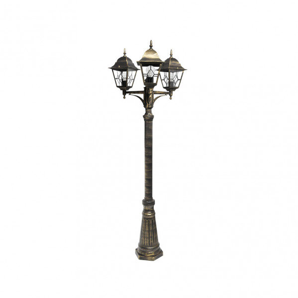 Farola Exterior Aluminio Bootes 3xe27 Neg/oro Ip44 228x62x62 Cm - Image 2