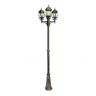 Farola Exterior Aluminio Caelum 3xe27 Neg/oro Ip45 228x55x55 Cm